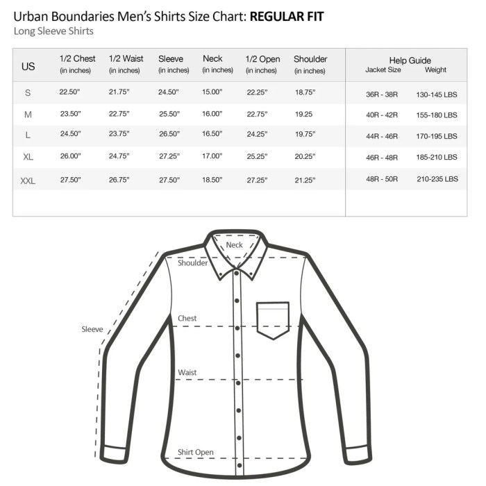 Dress shirt sizes mens