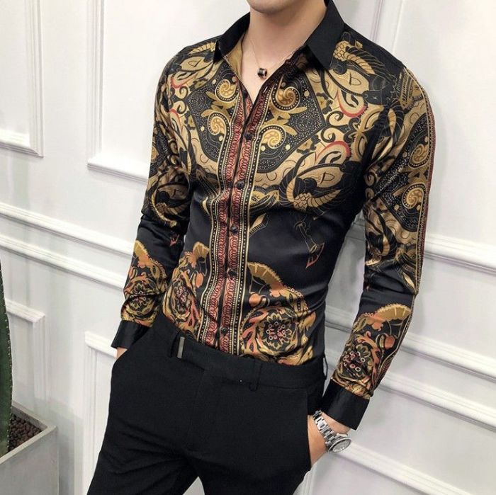 Gold mens dress shirt